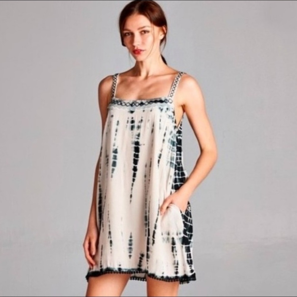 Black & cream tie-dye dress by Honey Belle (small)